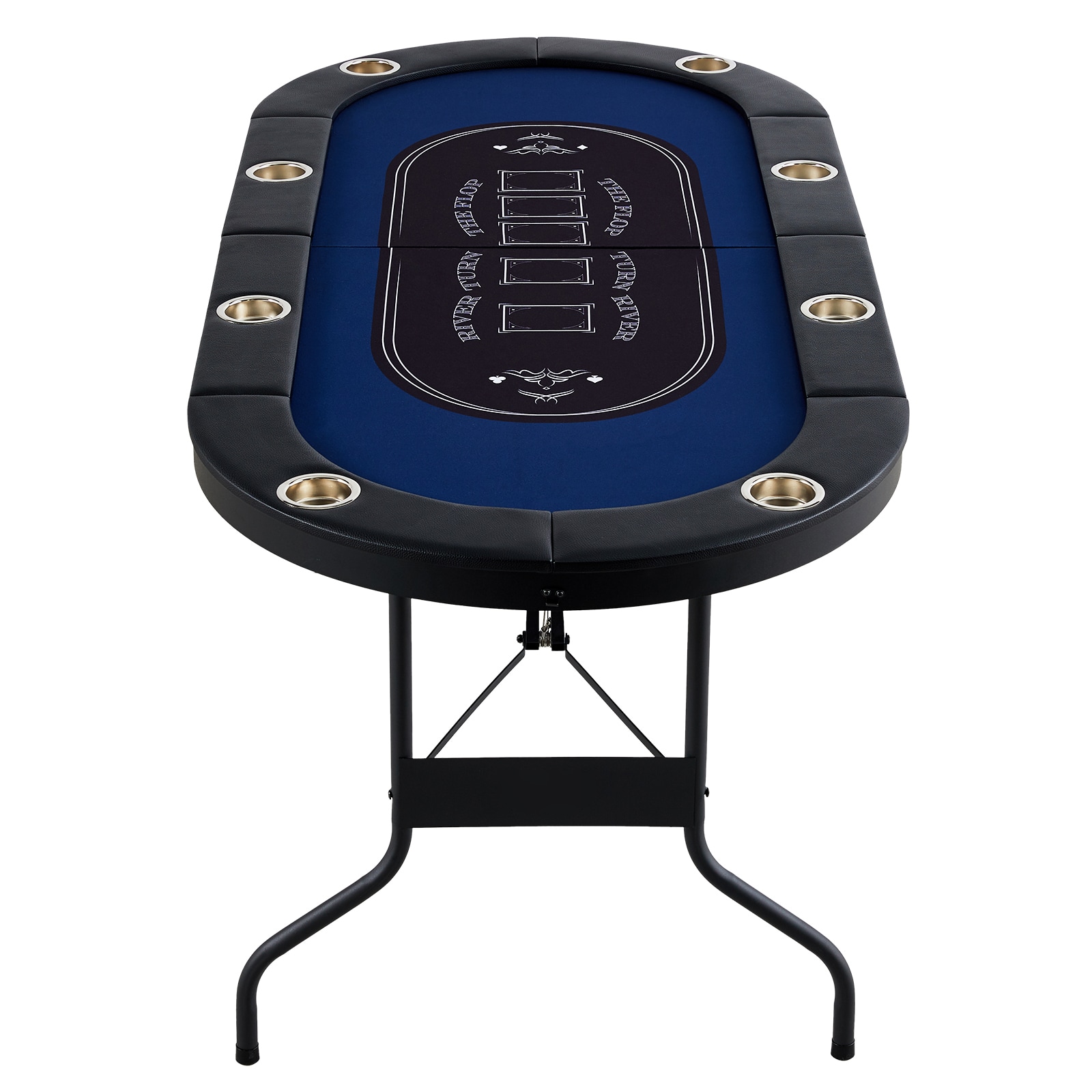 8 Player Poker Table With Padded Rails And Steel Cup Holders_voghion.com